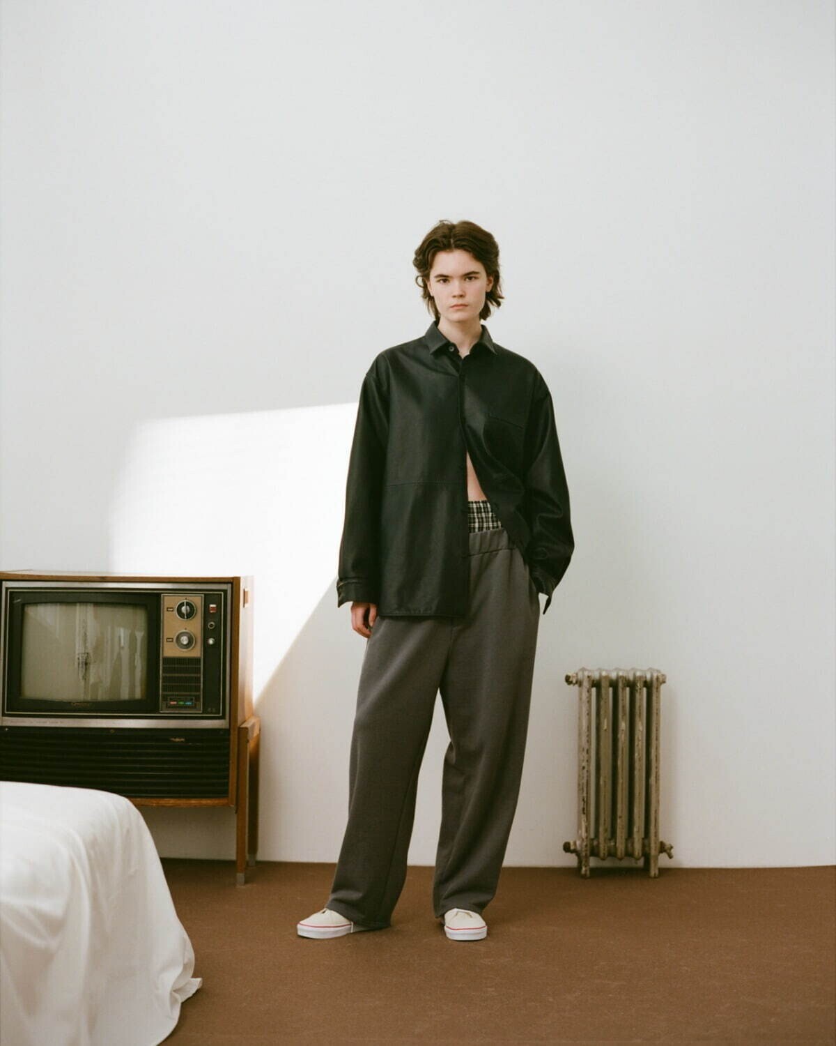 Blanc YM 女士 & 男士 Paper Cow Leather Wide Shirt 图片26