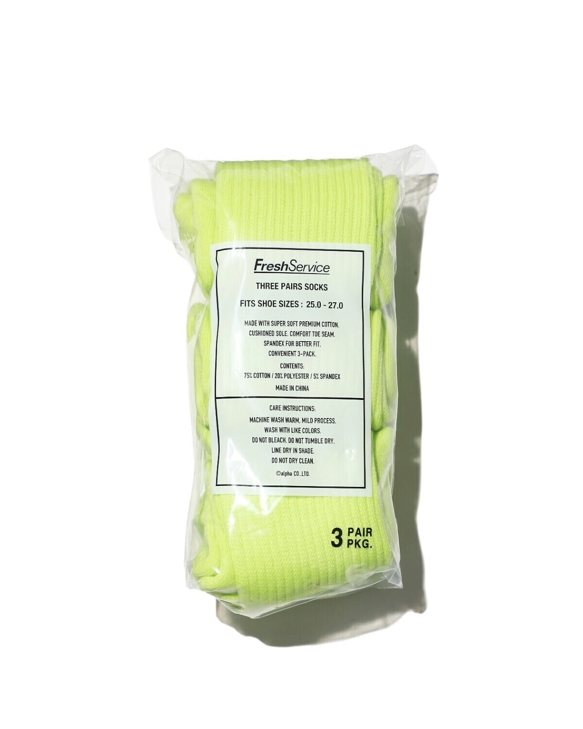 FreshService 女士 & 男士  ORIGINAL 3-PACK SOCKS (YELLOW) 圖片1