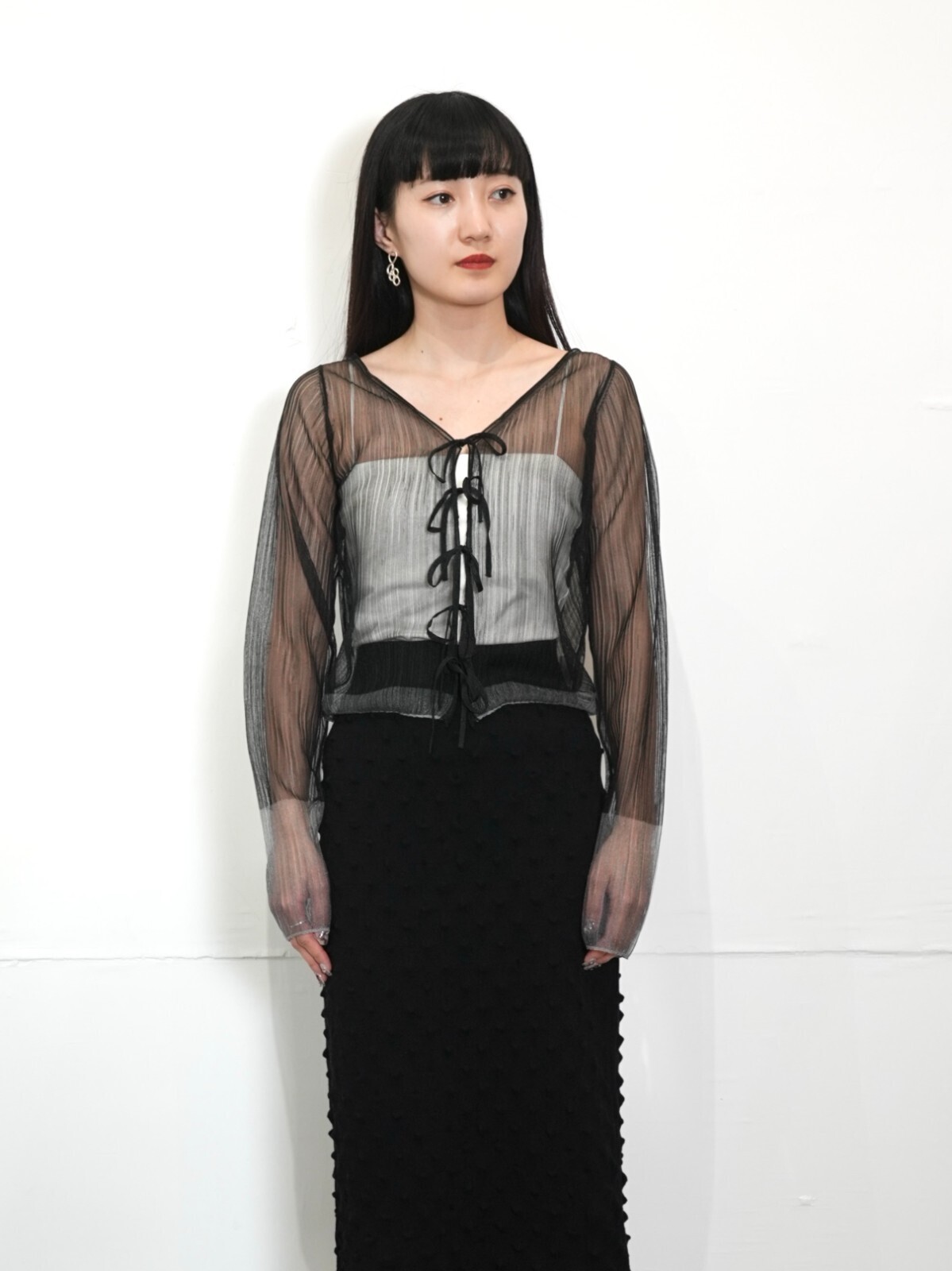 OPEN SESAME CLUB WOMENS haze rib cardigan IMAGE7