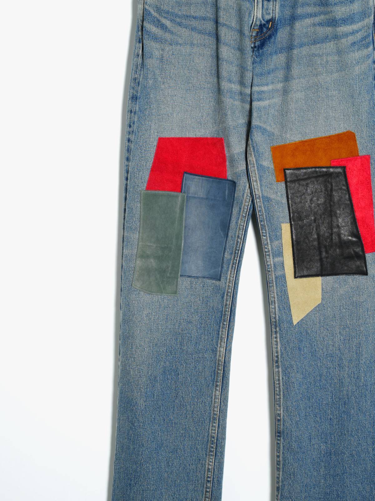 also SCRAP DENIM PANTS  レザーパッチワークパンツ