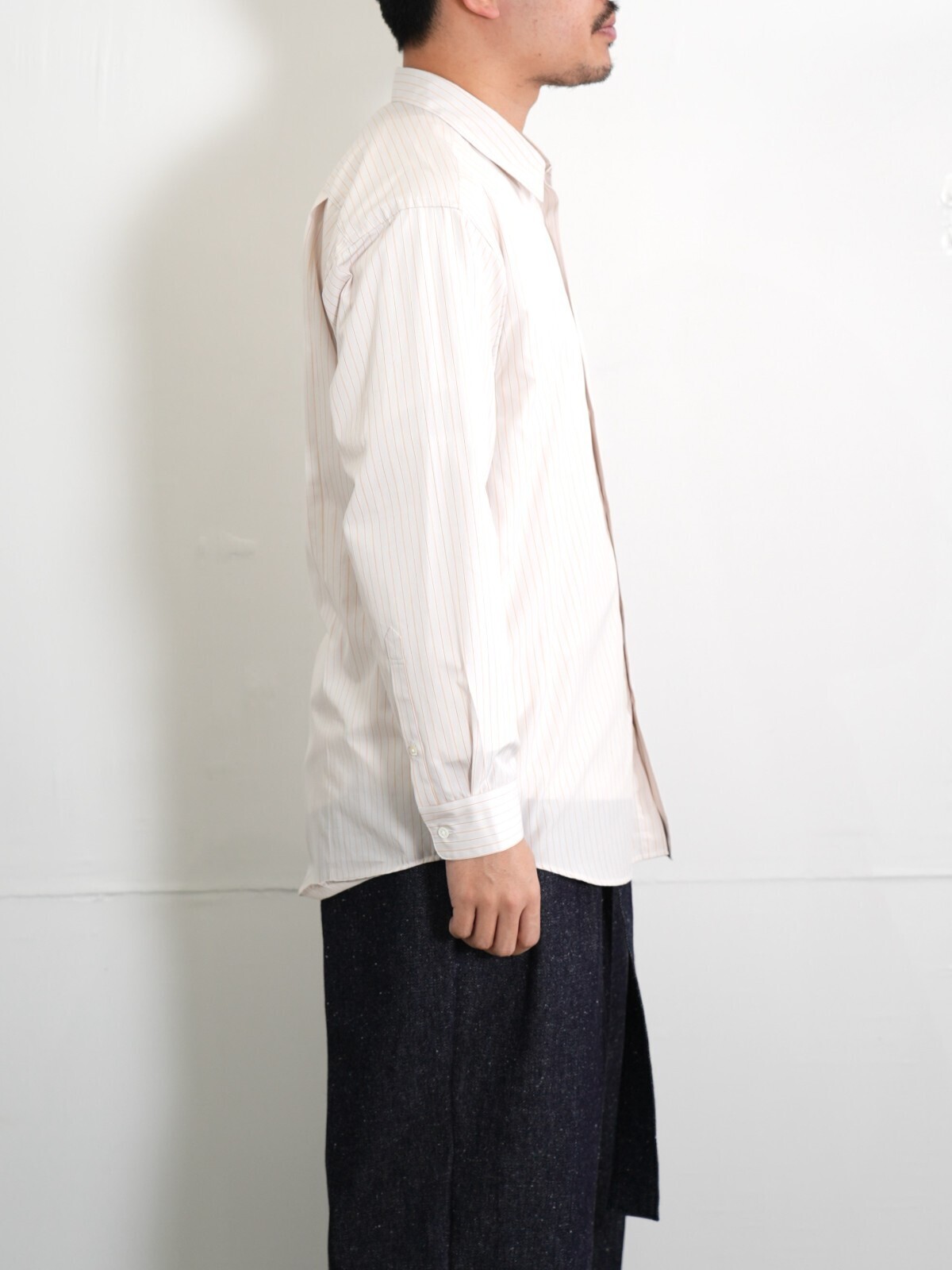 FUJI WOMENS & MENS classic collar stripe shirt IMAGE10