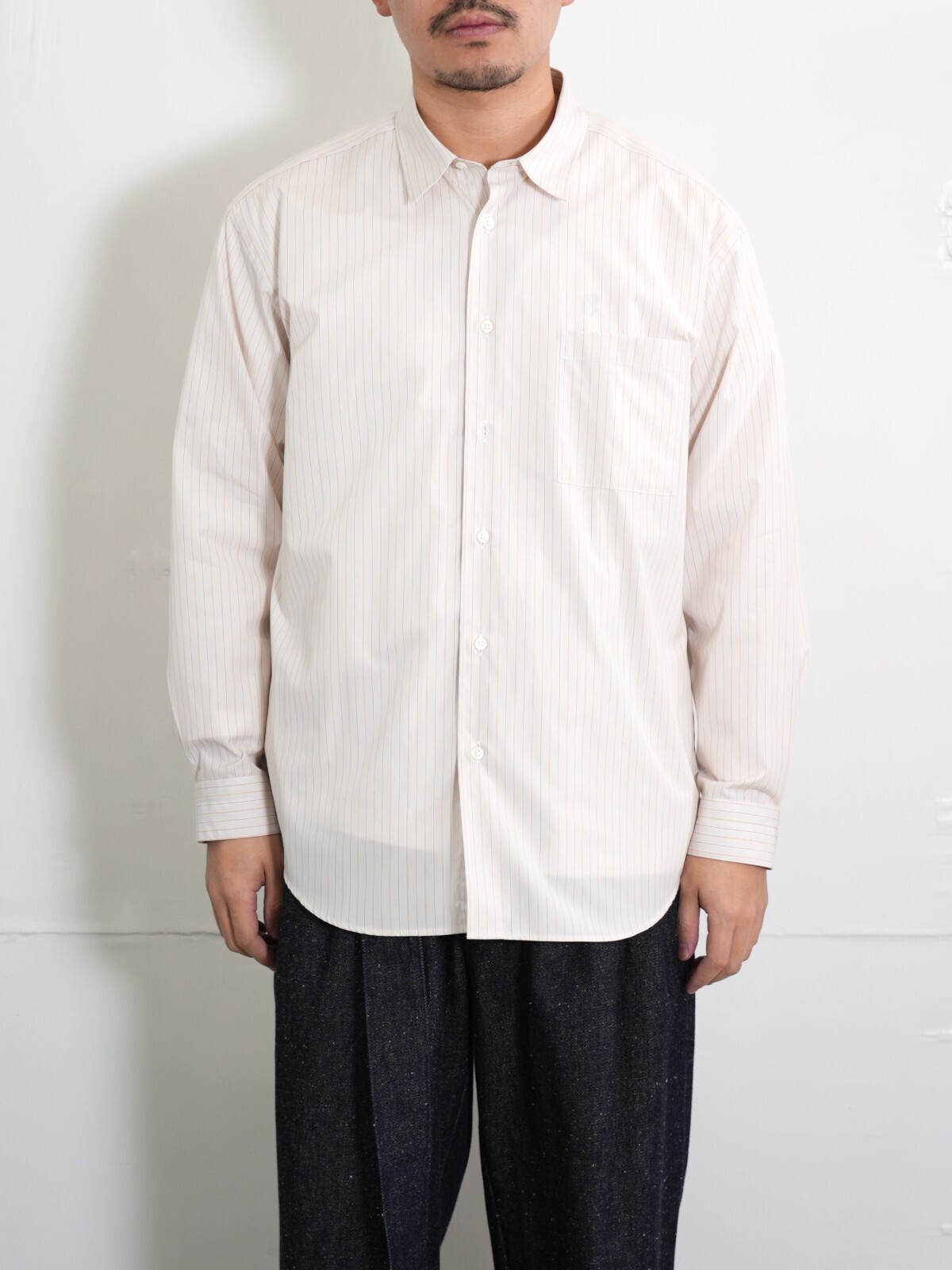 FUJI WOMENS & MENS classic collar stripe shirt IMAGE9