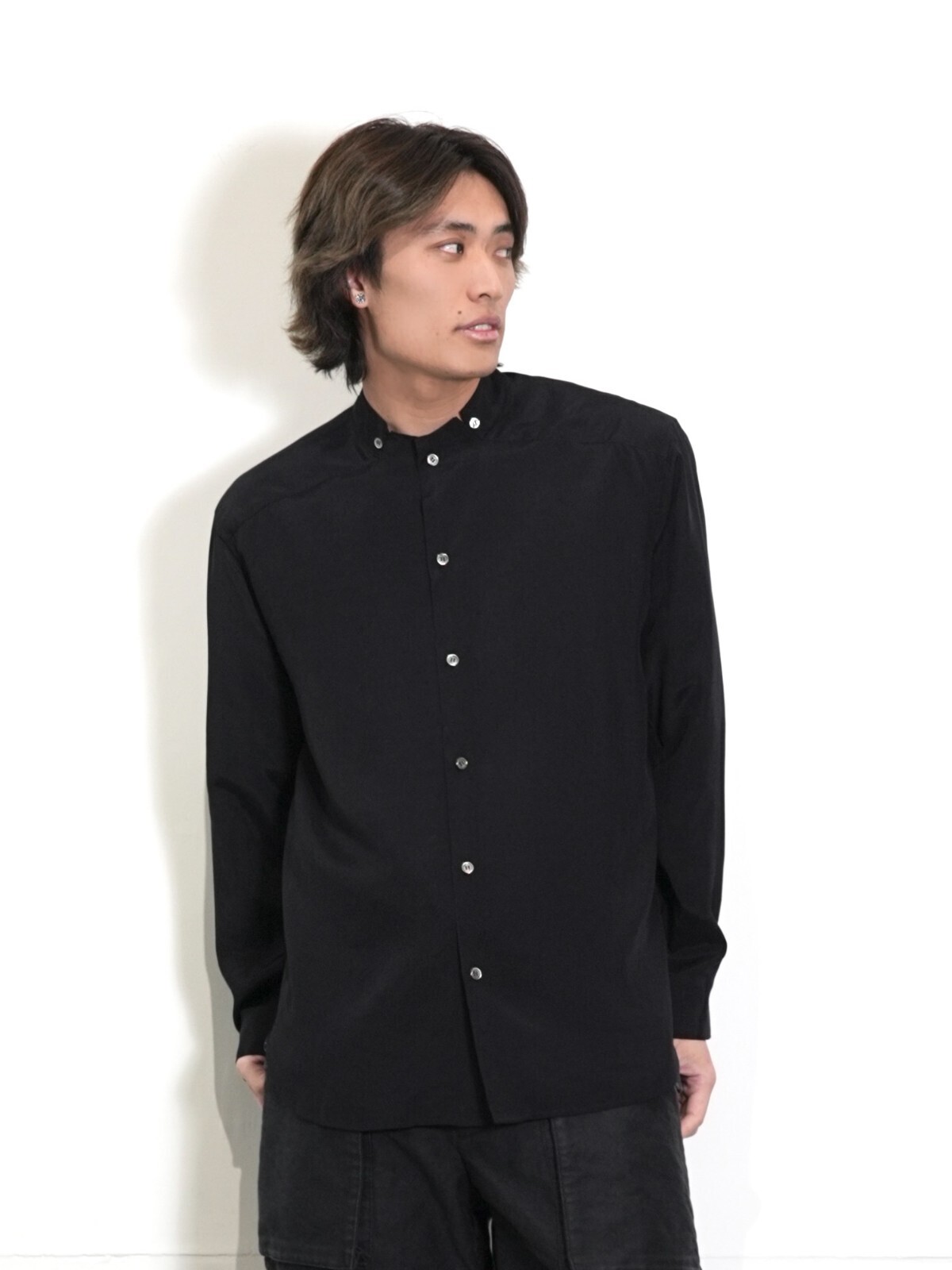 セブンバイセブン メンズ スタンドカラーシャツ (シルク/レーヨン) 画像1