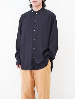 セブンバイセブン メンズ スタンドカラーシャツ (シルク/レーヨン) 画像4