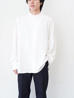 セブンバイセブン メンズ スタンドカラーシャツ (シルク/レーヨン) 画像14