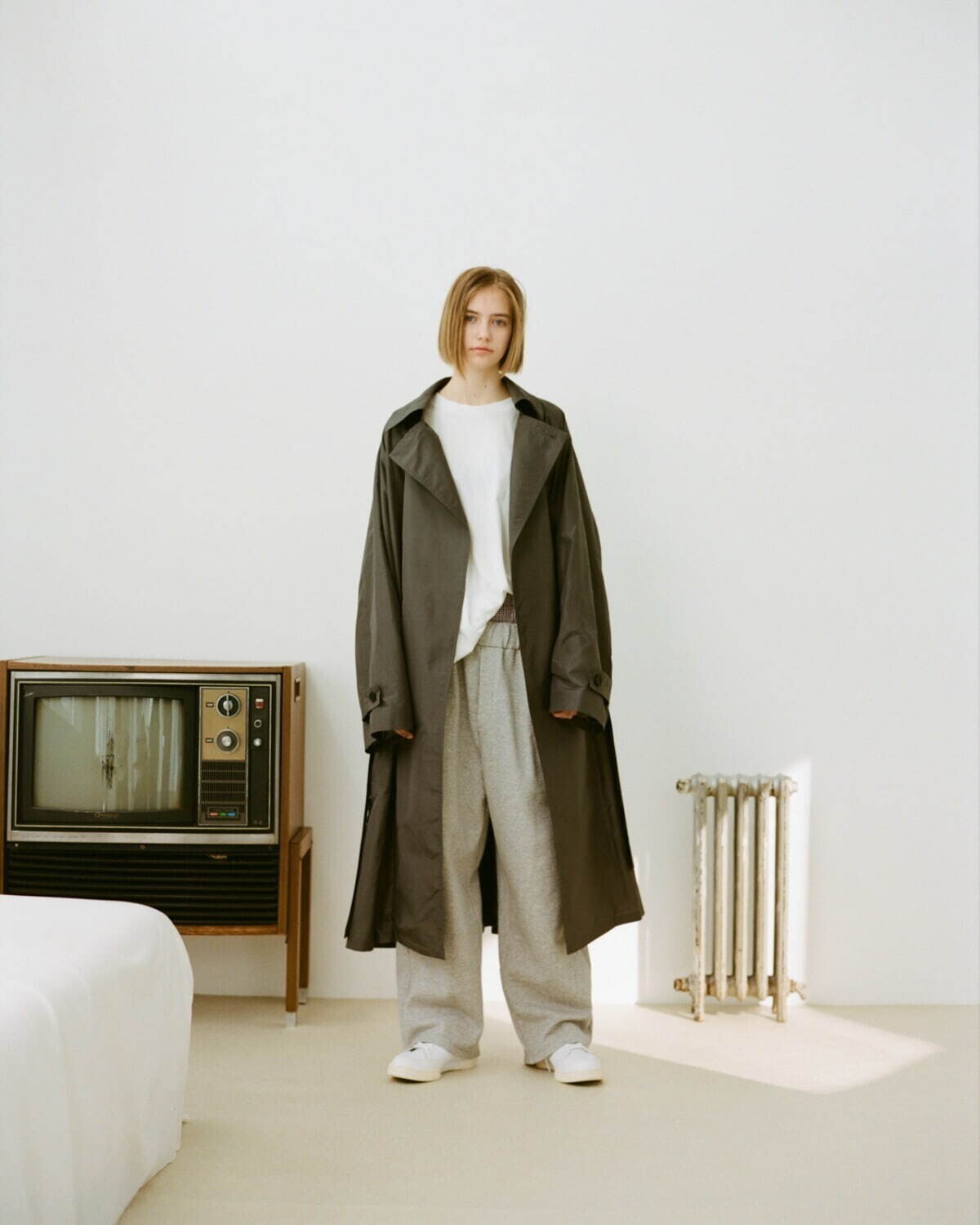 Blanc YM 男士 Silk Shantung Wrap Trench Coat 图片13