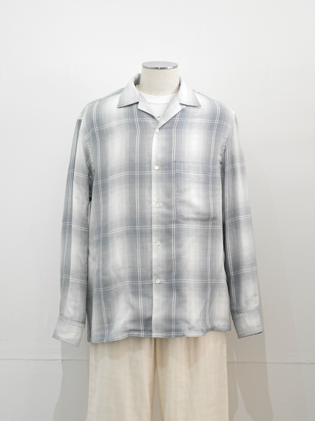 SEVEN BY SEVEN MENS OPEN COLLAR SHEER SHIRTS L/S - Triple gauze glittery check - IMAGE14