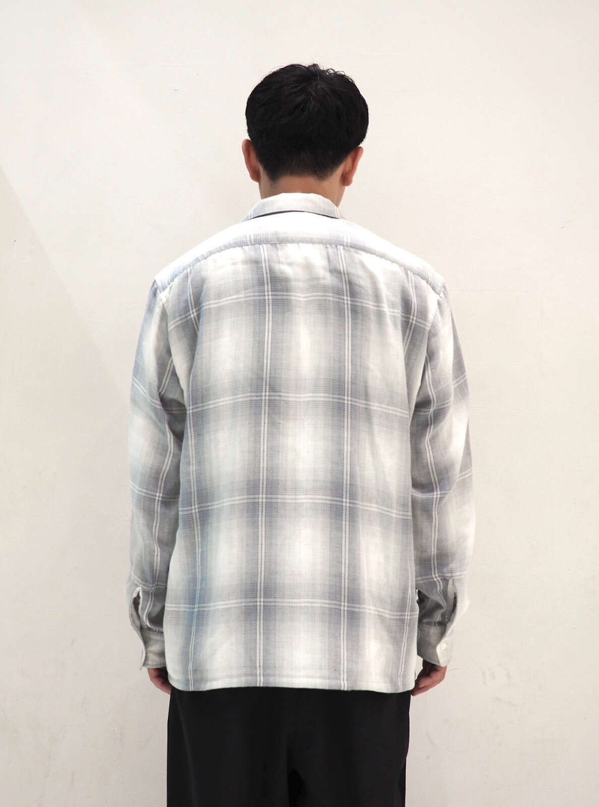 SEVEN BY SEVEN MENS OPEN COLLAR SHEER SHIRTS L/S - Triple gauze glittery check - IMAGE11