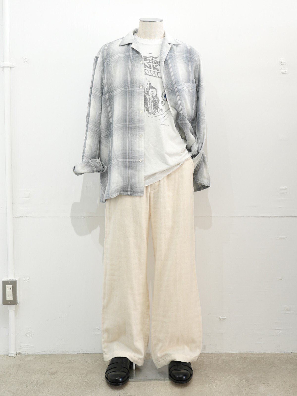 SEVEN BY SEVEN MENS OPEN COLLAR SHEER SHIRTS L/S - Triple gauze glittery check - IMAGE18