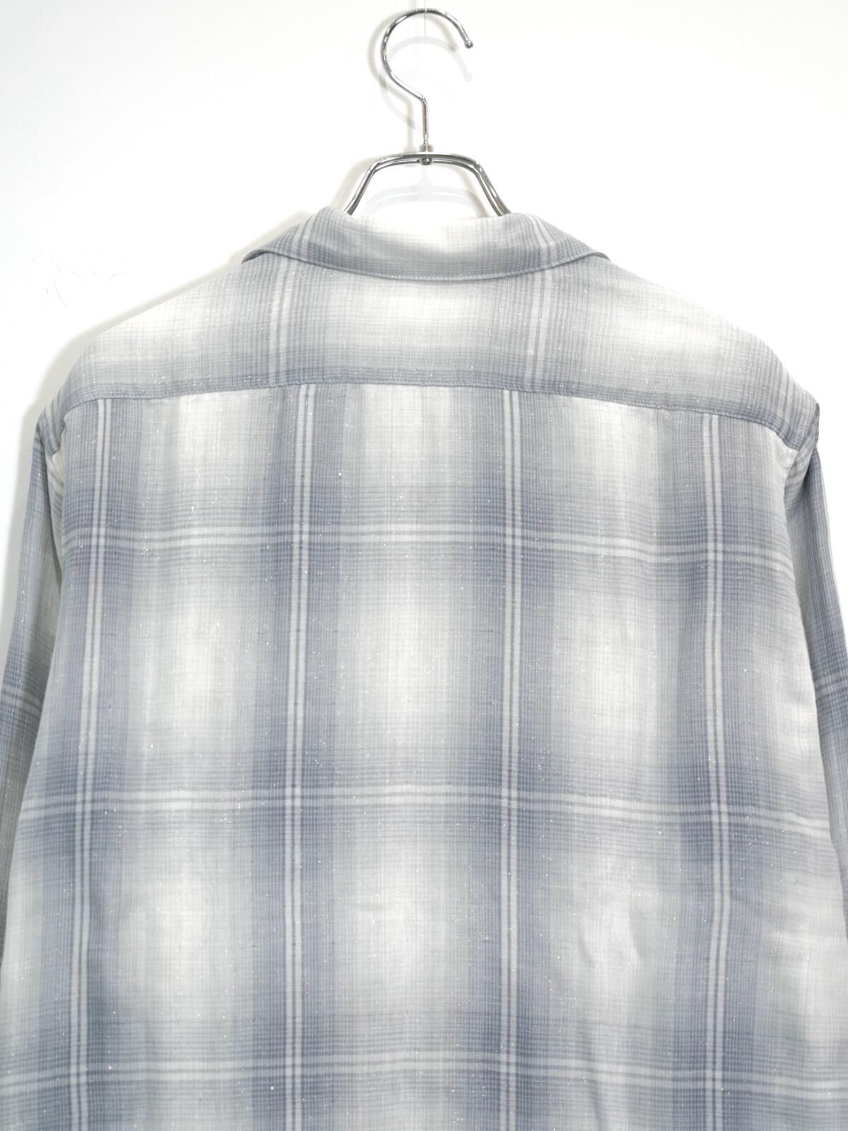 SEVEN BY SEVEN MENS OPEN COLLAR SHEER SHIRTS L/S - Triple gauze glittery check - IMAGE7