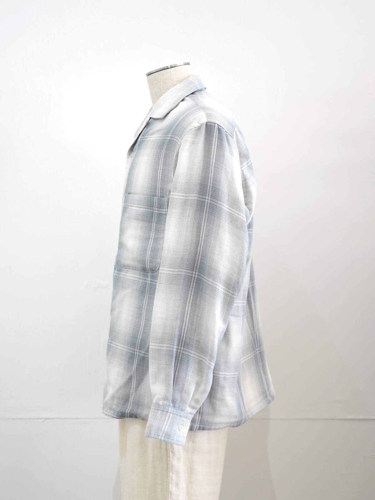 SEVEN BY SEVEN MENS OPEN COLLAR SHEER SHIRTS L/S - Triple gauze glittery check - IMAGE15