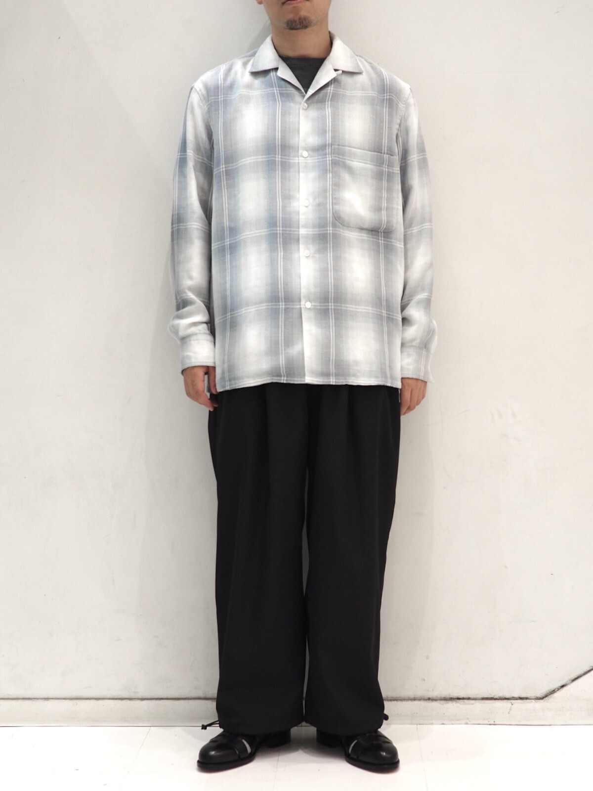 SEVEN BY SEVEN MENS OPEN COLLAR SHEER SHIRTS L/S - Triple gauze glittery check - IMAGE12