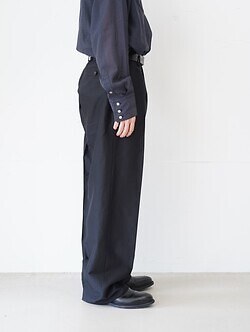 SEVEN BY SEVEN MENS IN-TUCK TROUSERS - Silk / Wool - IMAGE2