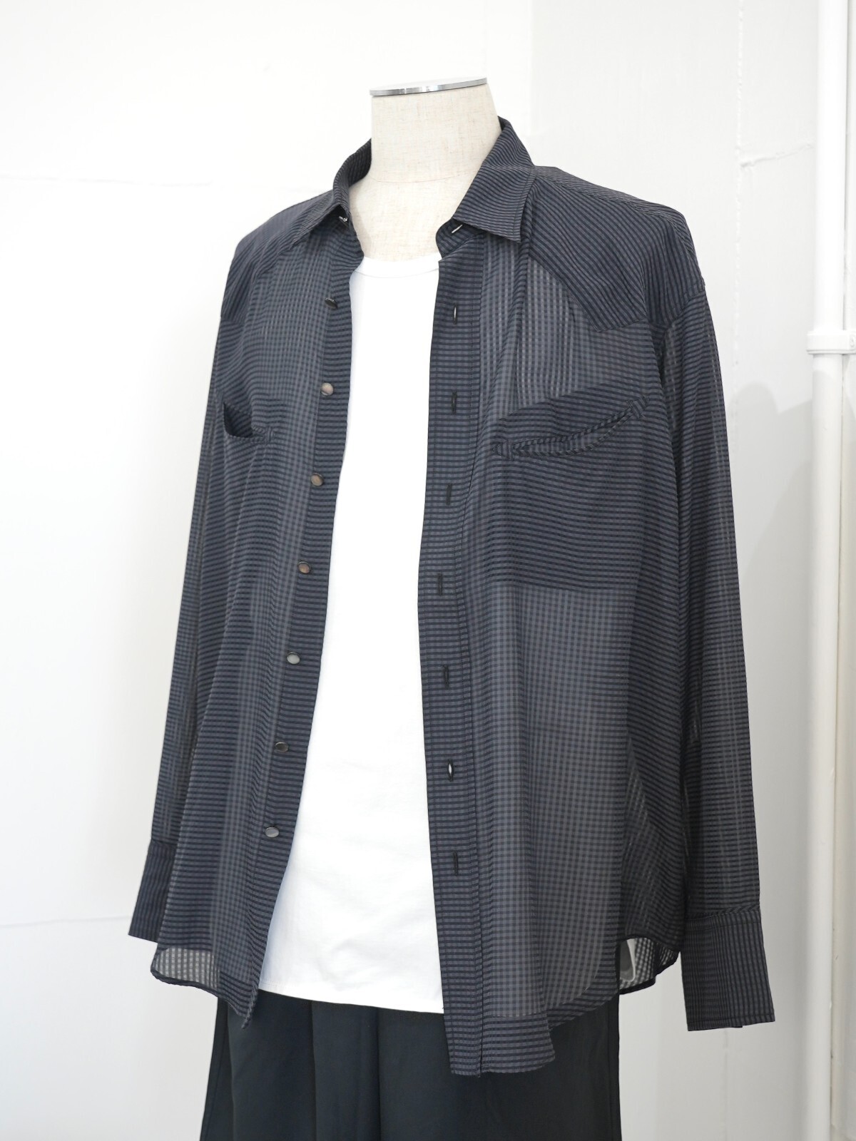 SEVEN BY SEVEN MENS SHEER WESTERN SHIRTS - Gingham check indian khadi - IMAGE13