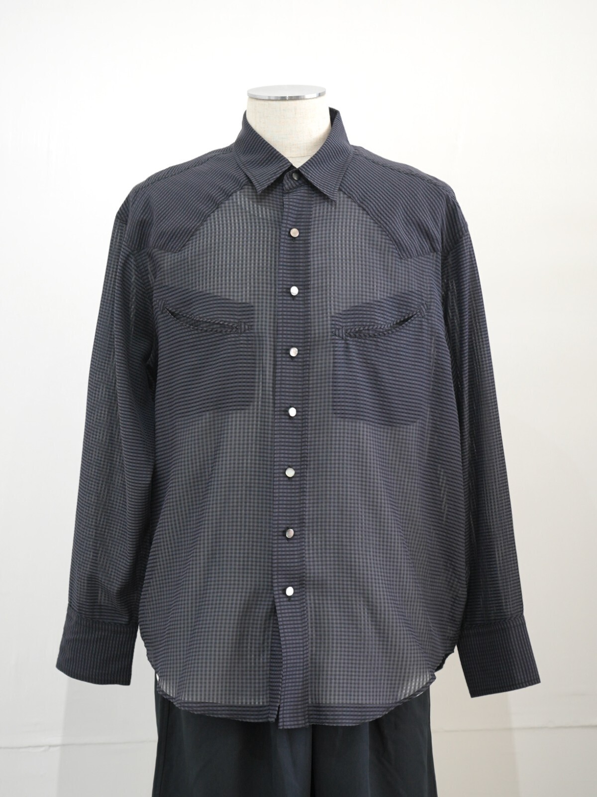 SEVEN BY SEVEN MENS SHEER WESTERN SHIRTS - Gingham check indian khadi - IMAGE14