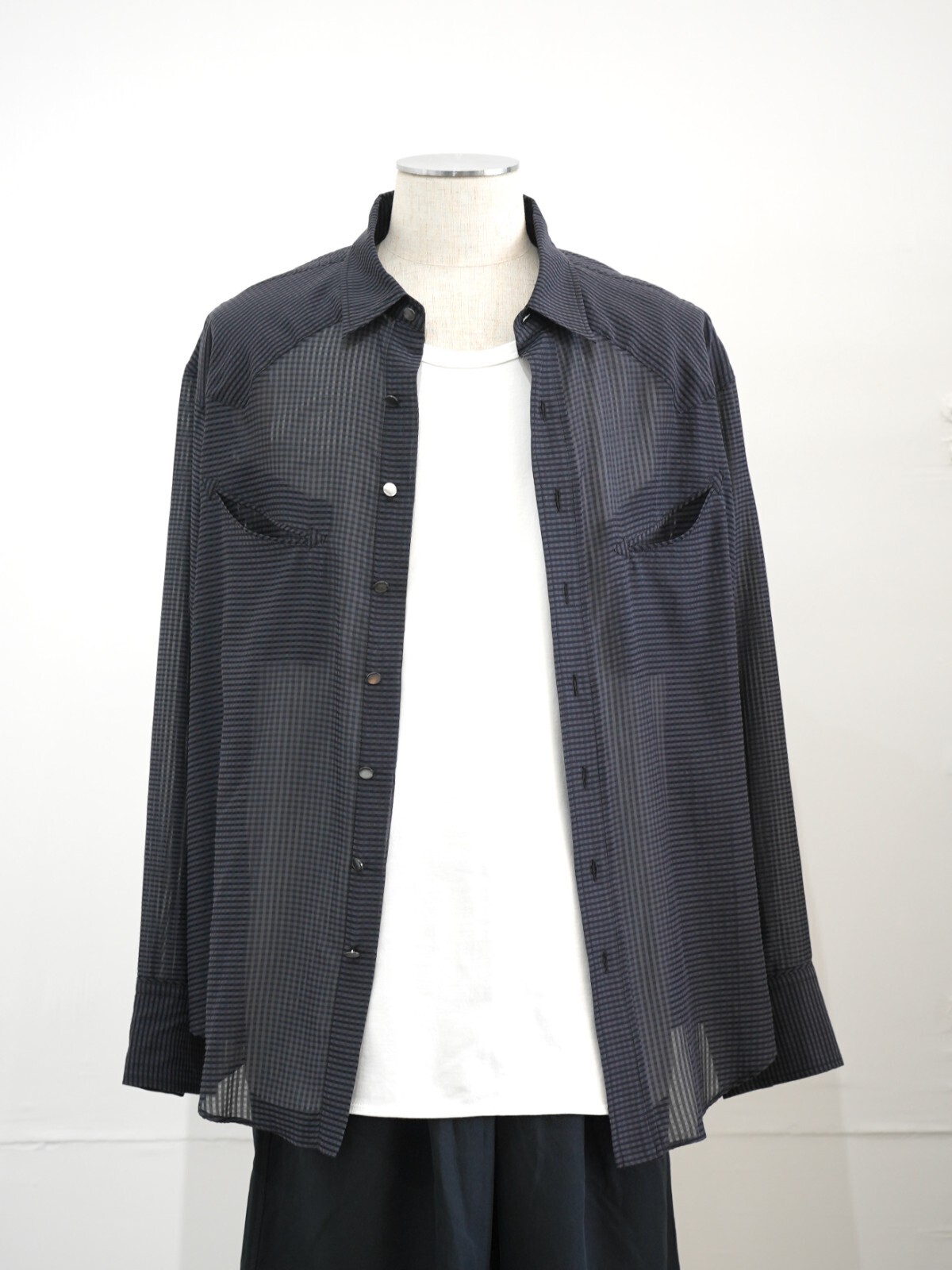 SEVEN BY SEVEN MENS SHEER WESTERN SHIRTS - Gingham check indian khadi - IMAGE12