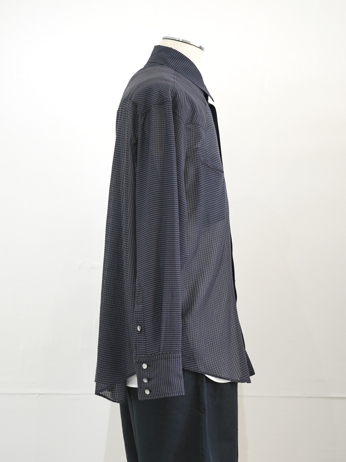 SEVEN BY SEVEN MENS SHEER WESTERN SHIRTS - Gingham check indian khadi - IMAGE15