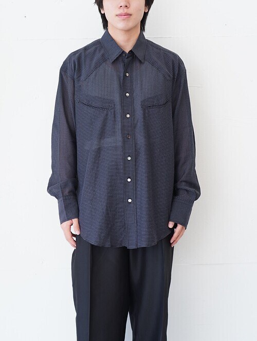 SHEER WESTERN SHIRTS - Gingham check indian khadi -｜SEVEN BY SEVEN MENS