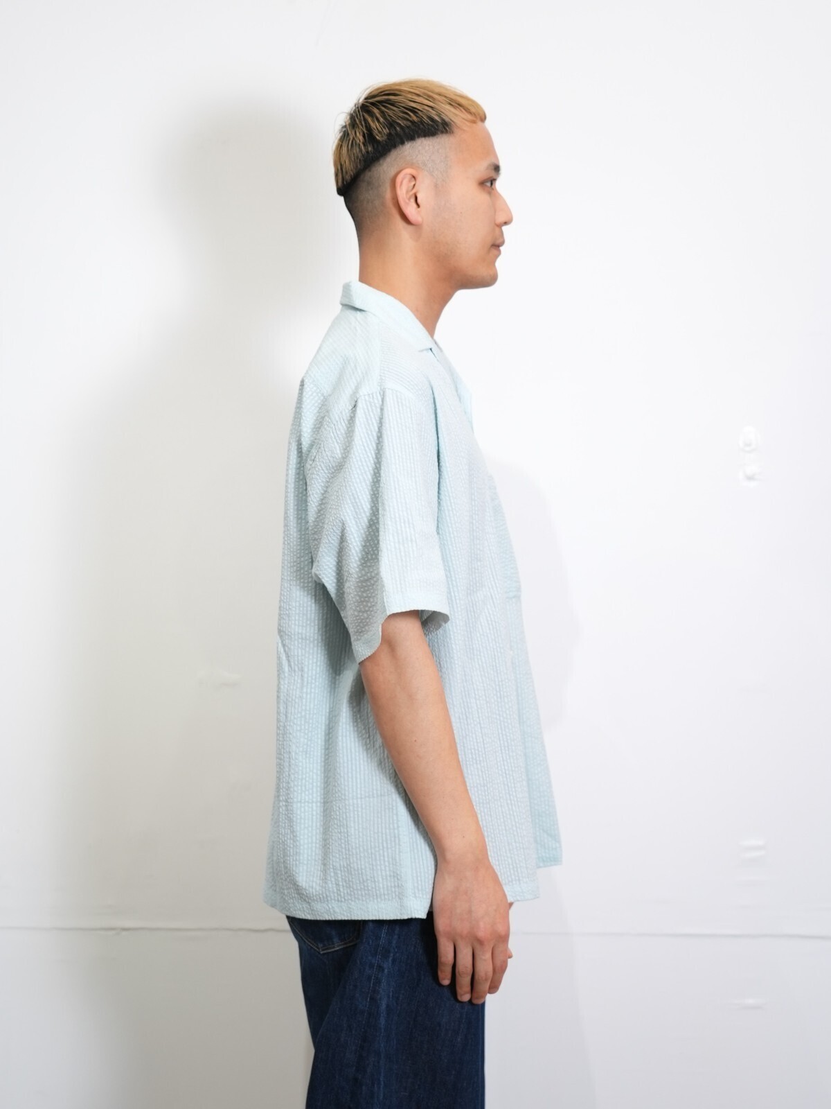 SEVEN BY SEVEN 男裝 OVER DYED OPEN COLLAR SHIRTS S/S - Stripe seersucker - 圖片16