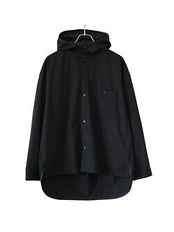 カーリー(CURLY&Co.) レディース & メンズ ワープニット フーデッドシャツジャケット ブラック 2