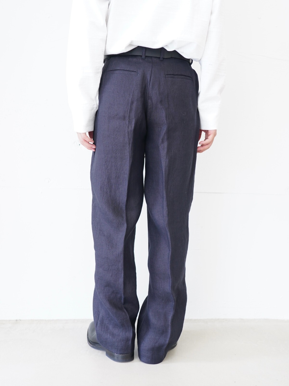 FUJI 남성 HEAVY LINEN NO-PLEAT SLACKS 이미지3