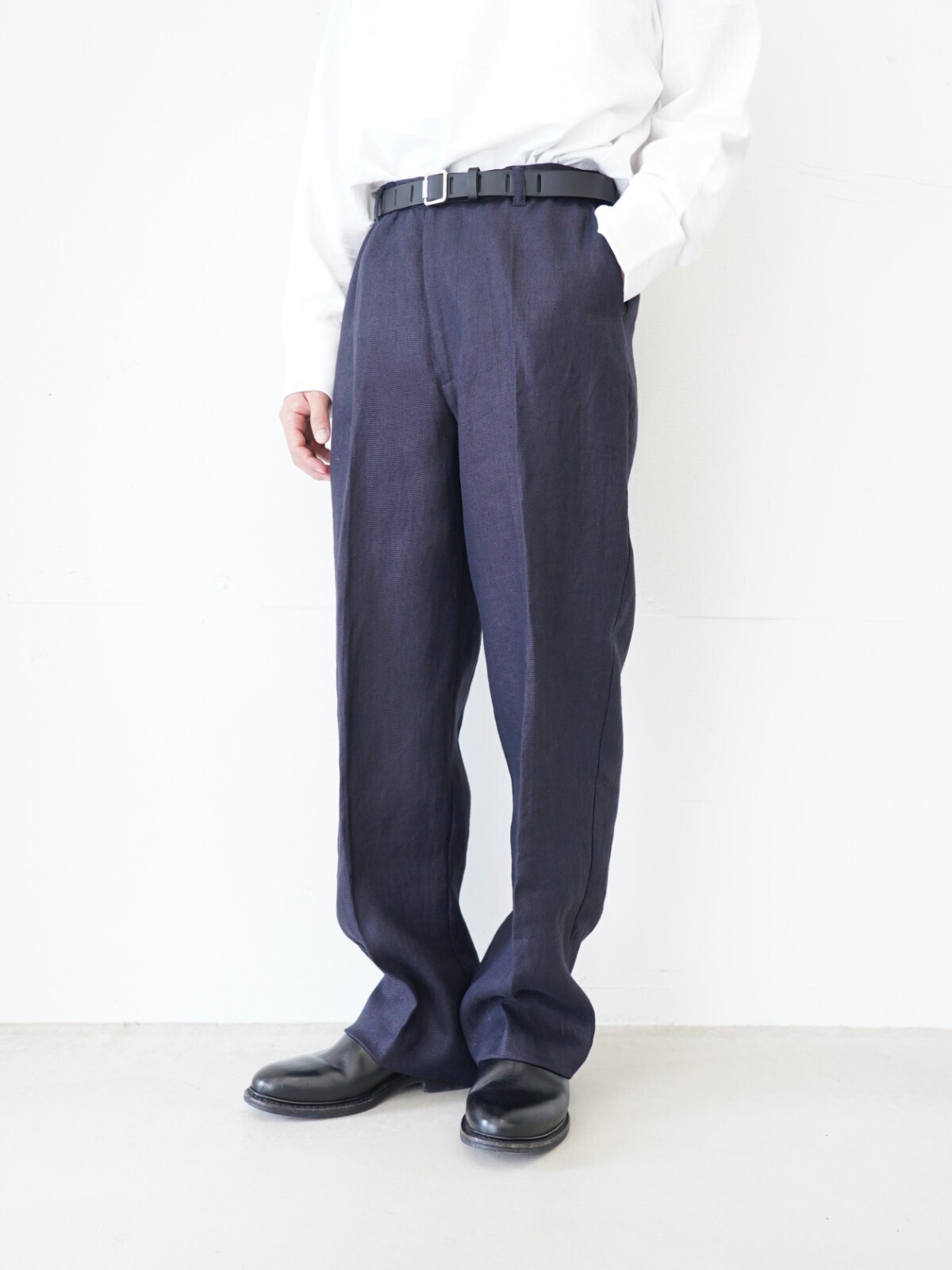 FUJI 남성 HEAVY LINEN NO-PLEAT SLACKS 이미지4