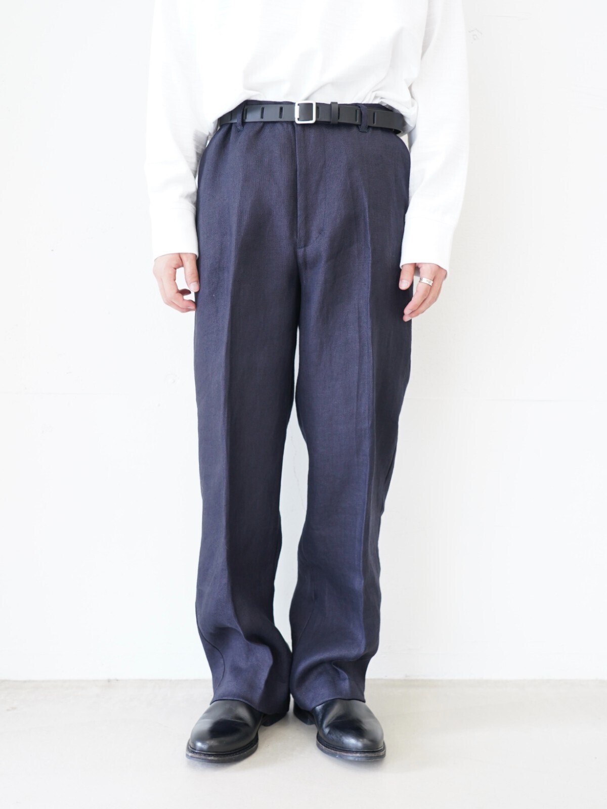 FUJI 남성 HEAVY LINEN NO-PLEAT SLACKS 이미지1