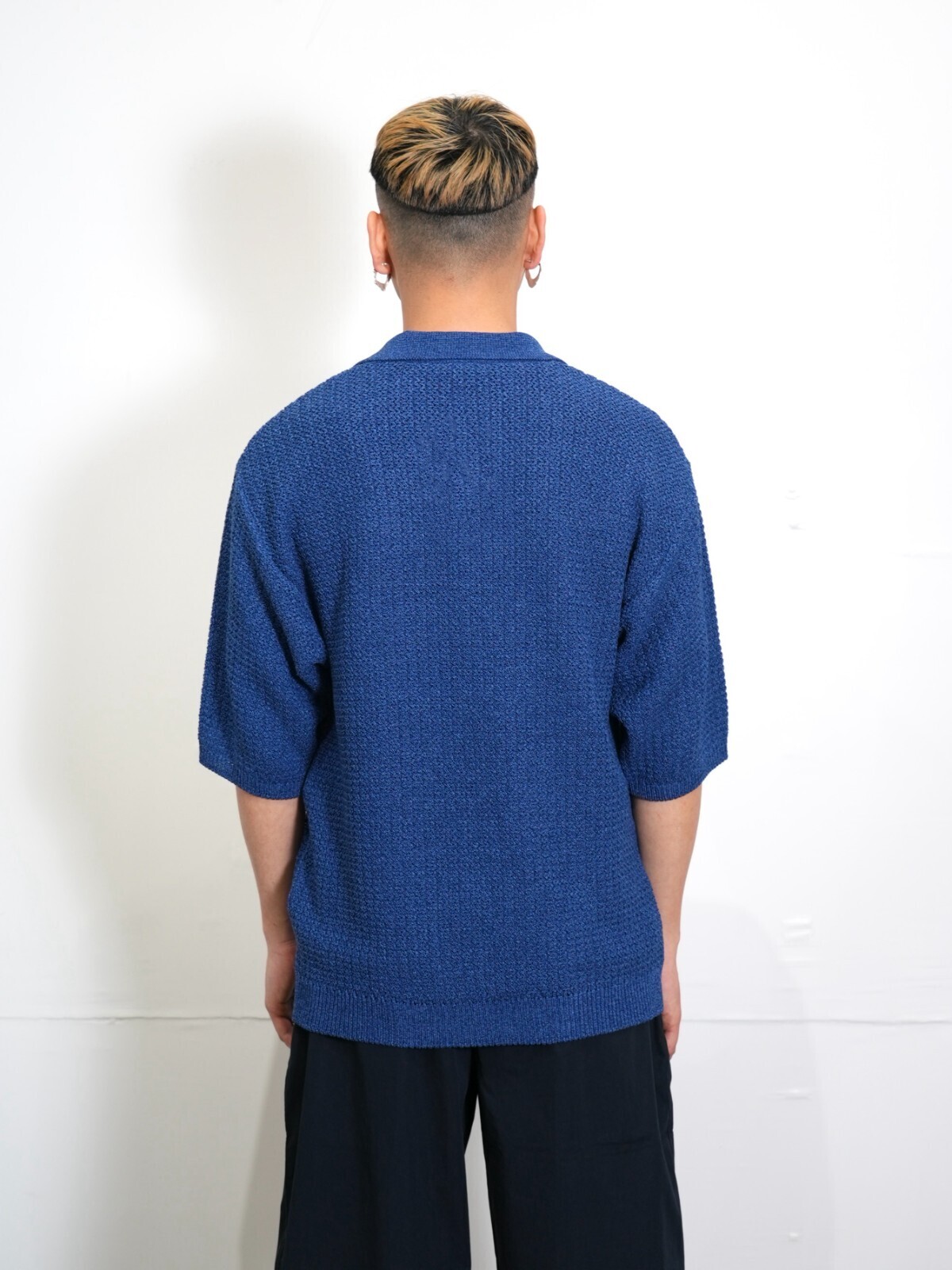 YMさま専用BluBre / 針抜きスキッパーTシャツM新品 ニットリブコンビ スキッパーカットソー（0742TE02