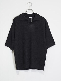 ブラン ワイエム(Blanc YM) レディース & メンズ スキッパーニットシャツ charcoal gray M