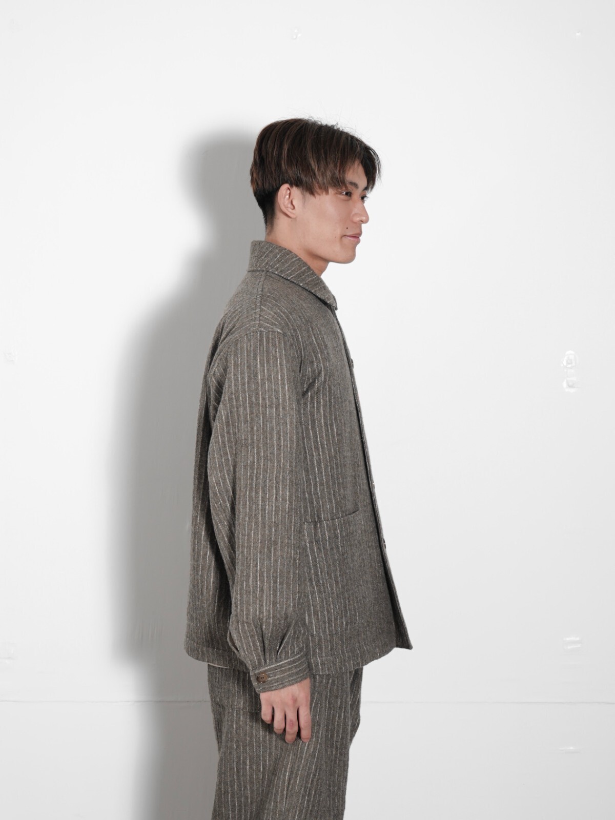 SEVEN BY SEVEN MENS COOK JACKET - Wool/Cotton stripe - IMAGE7