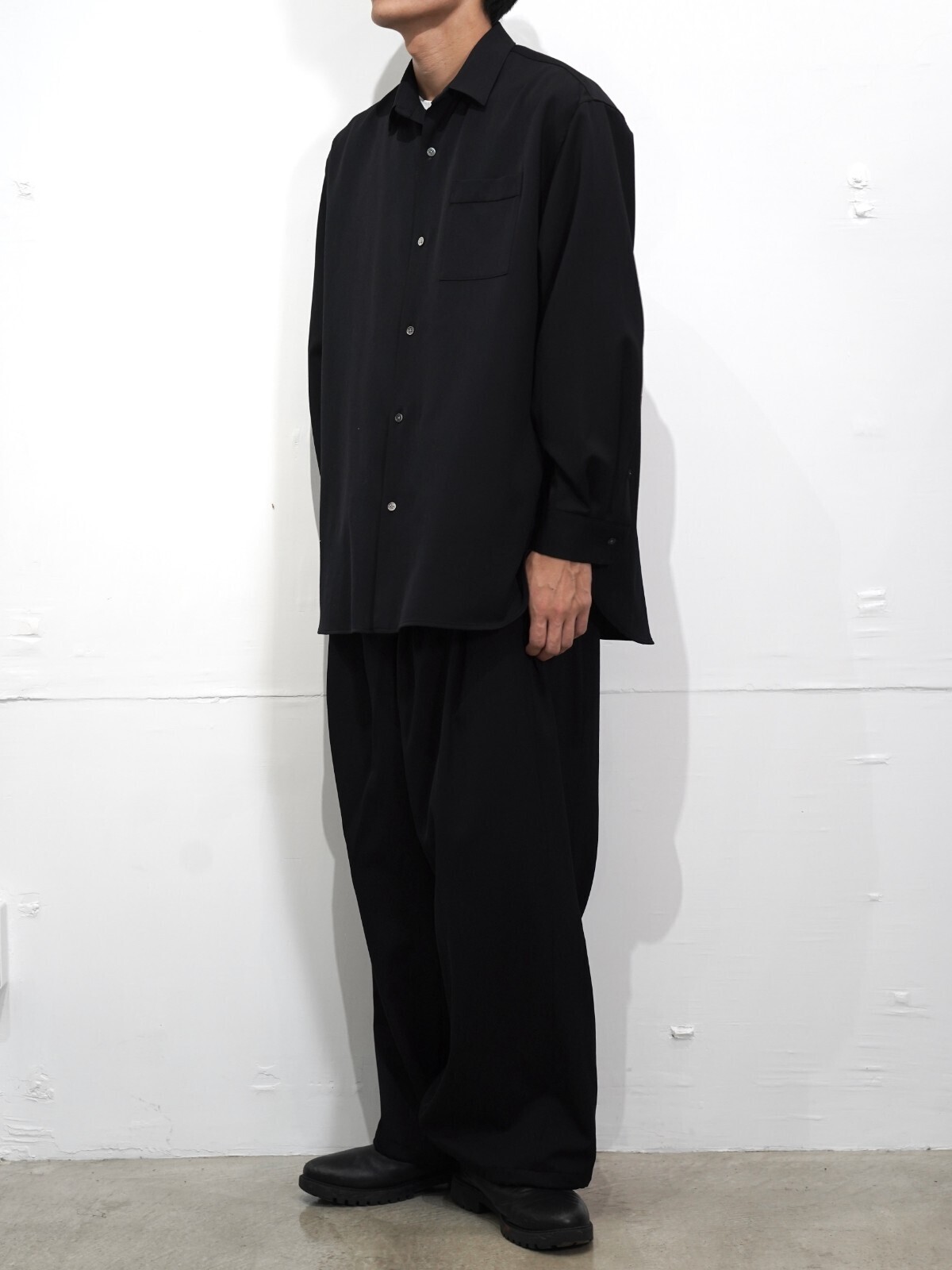 Blanc YM 女士 & 男士 Wool Gabardine Wide Shirt 图片20