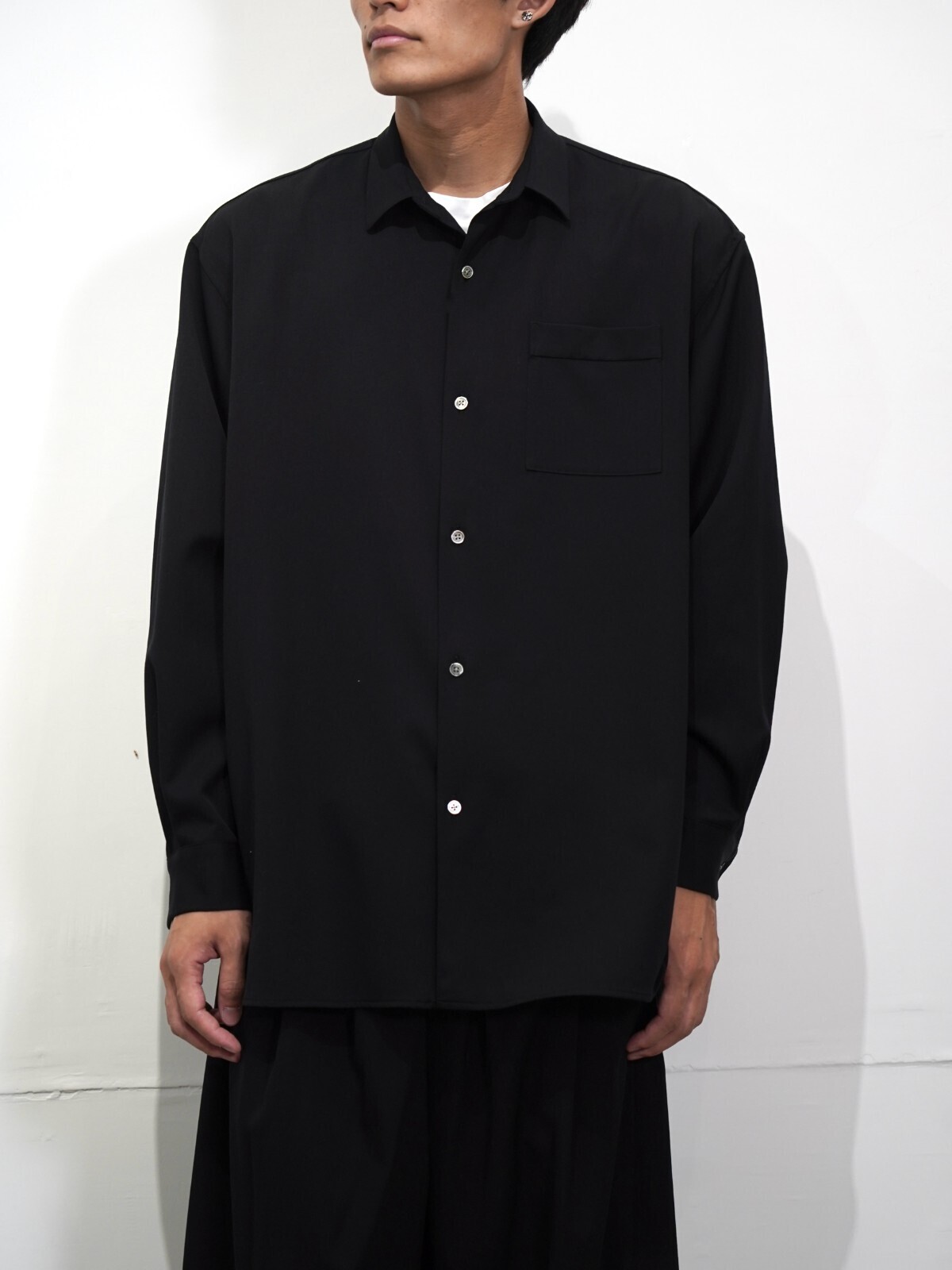Blanc YM 女士 & 男士 Wool Gabardine Wide Shirt 图片15
