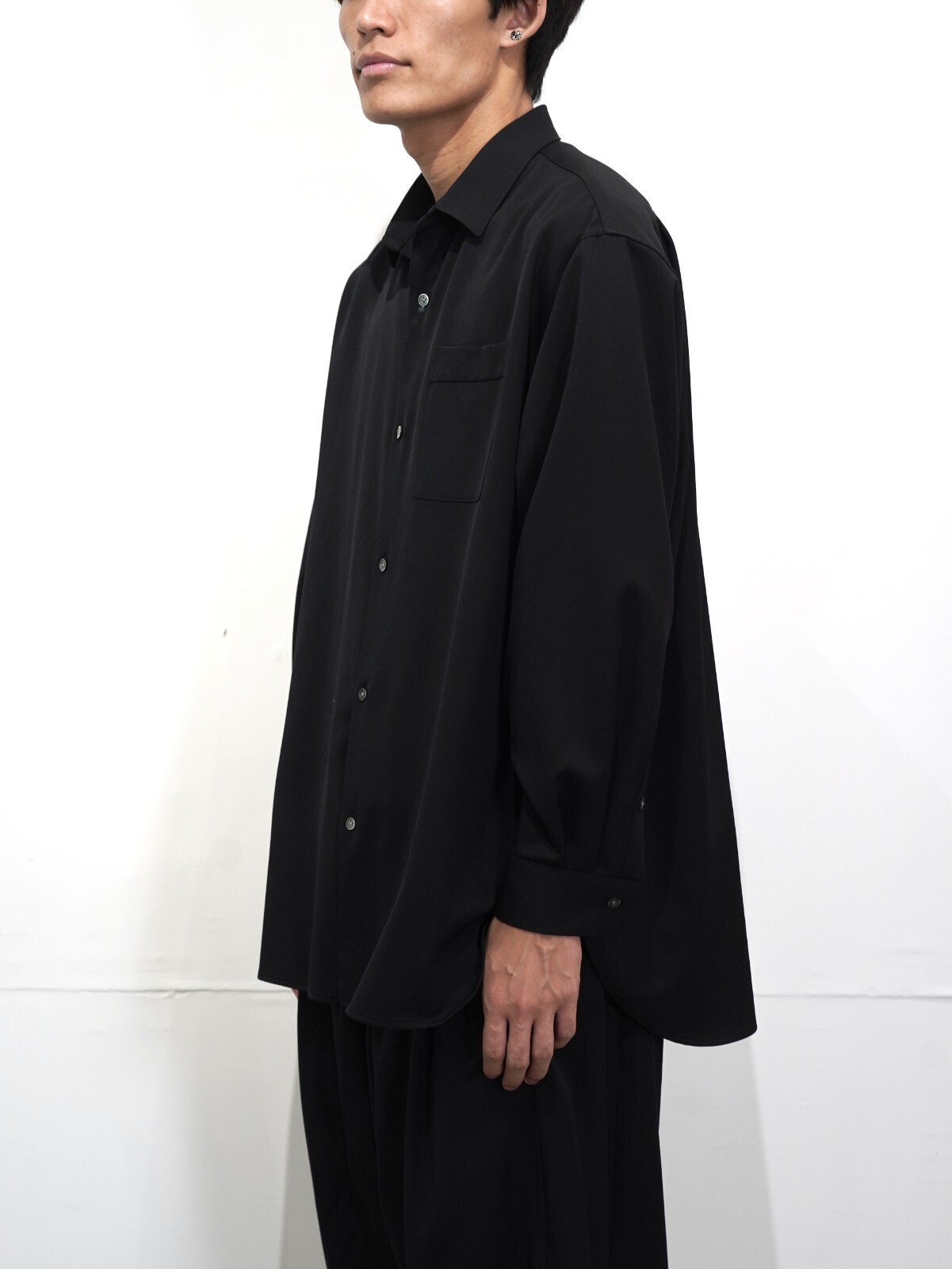 Blanc YM 女士 & 男士 Wool Gabardine Wide Shirt 图片16