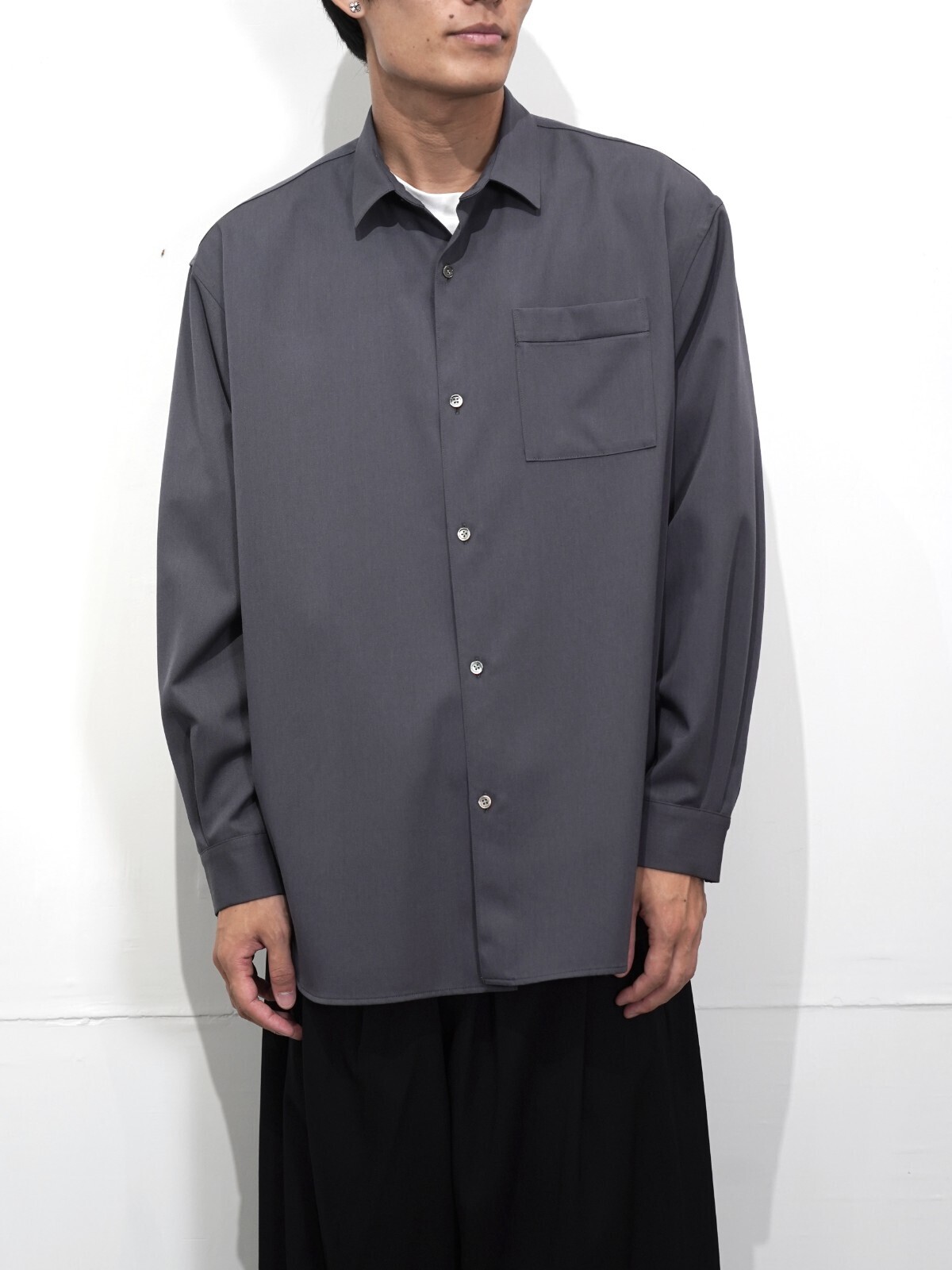 Blanc YM 女士 & 男士 Wool Gabardine Wide Shirt 图片7