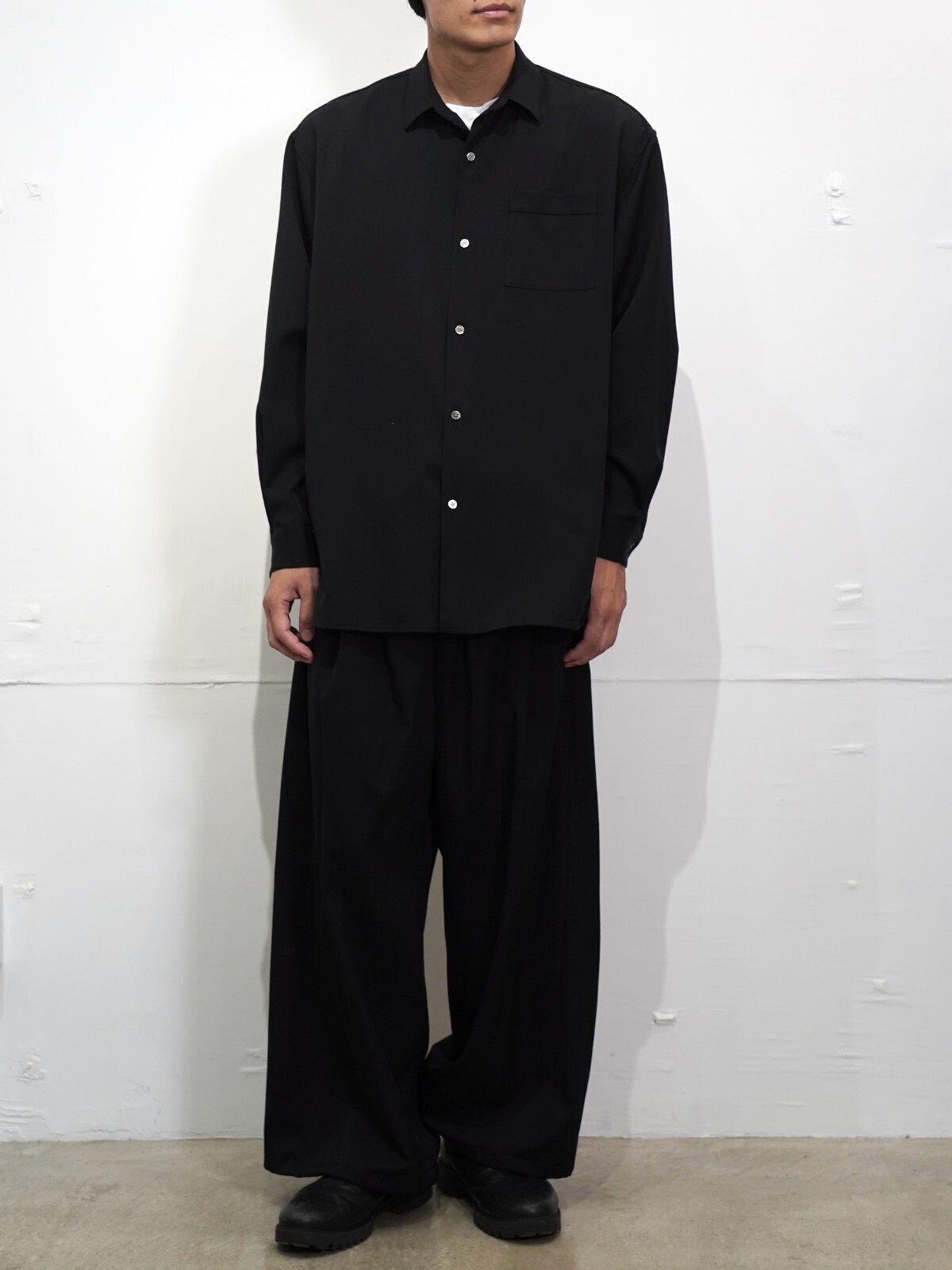 Blanc YM 女士 & 男士 Wool Gabardine Wide Shirt 图片19