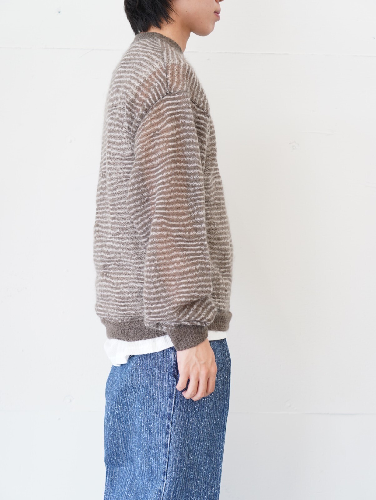 Blanc YM 女士 & 男士 Crazy Border Mohair Knit 图片15
