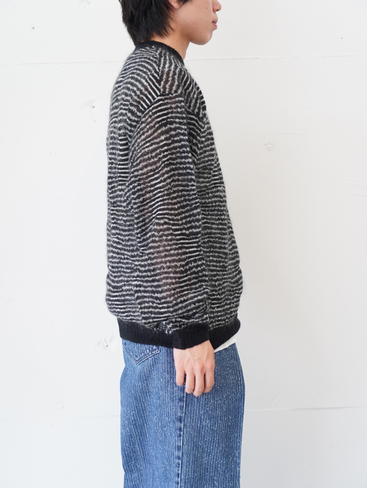Blanc YM 女士 & 男士 Crazy Border Mohair Knit 图片2