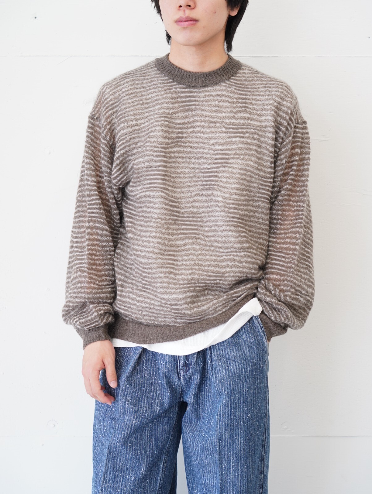 Blanc YM 女士 & 男士 Crazy Border Mohair Knit 图片17