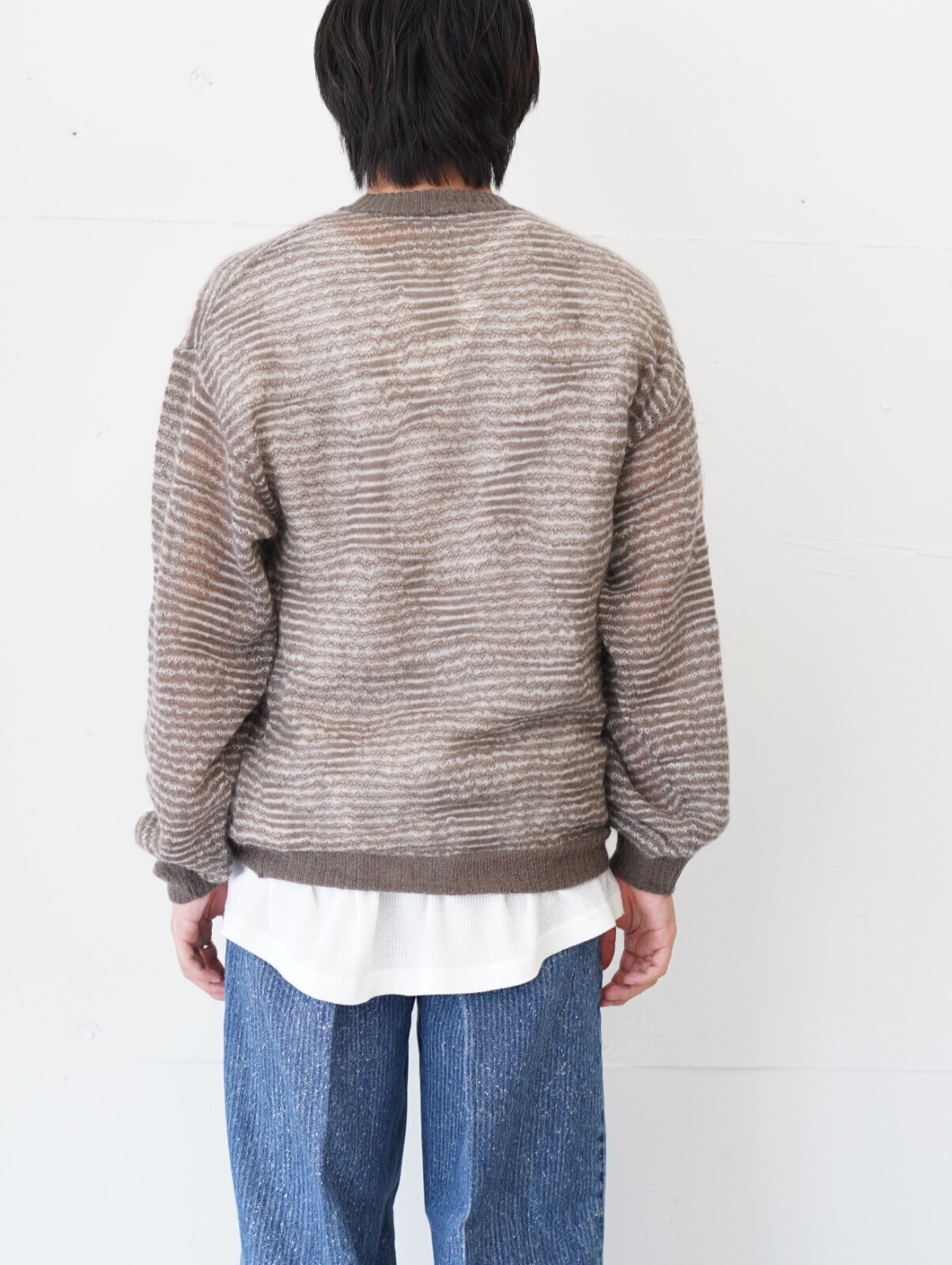 Blanc YM 女士 & 男士 Crazy Border Mohair Knit 图片16