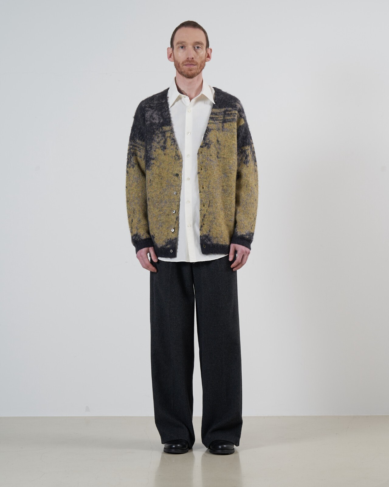 YOKE MENS JACQUARD MOHAIR CARDIGAN IMAGE2