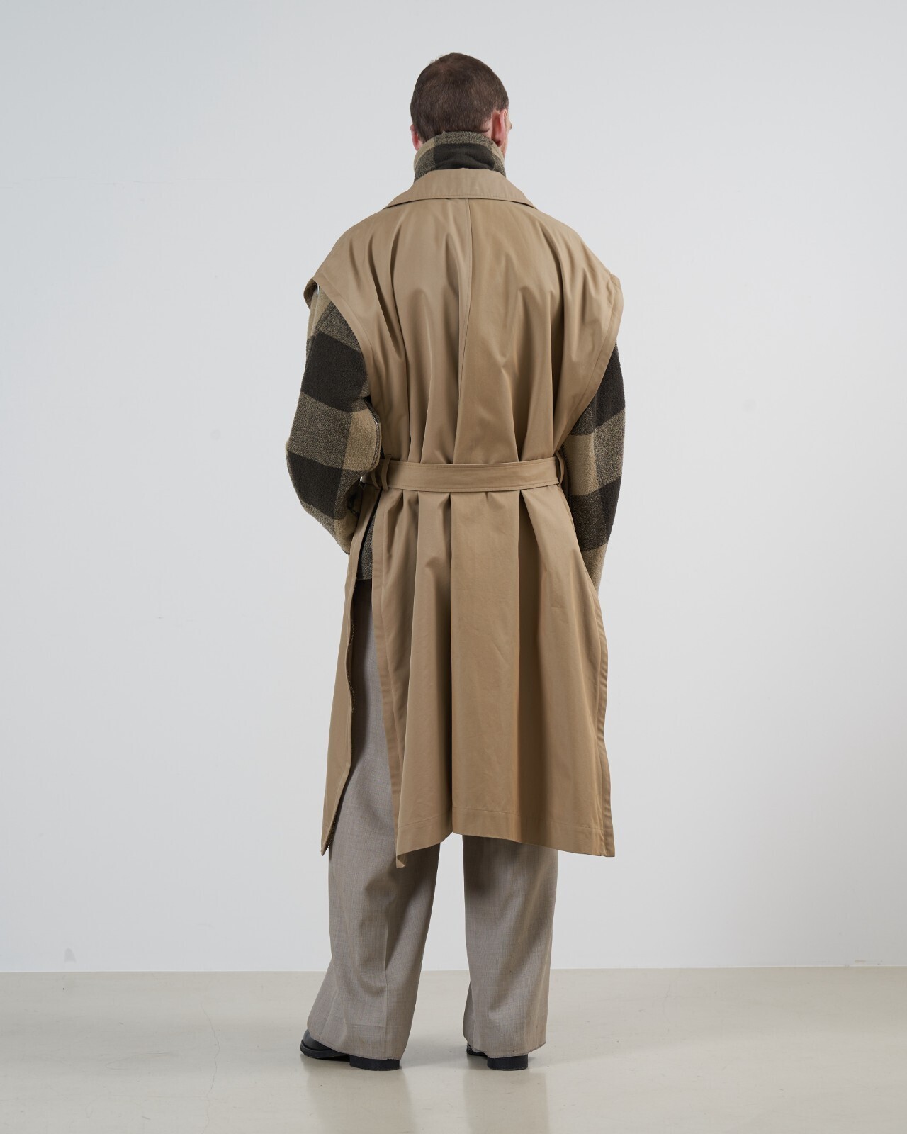 YOKE MENS DETACHABLE WIDE TRENCH COAT IMAGE7