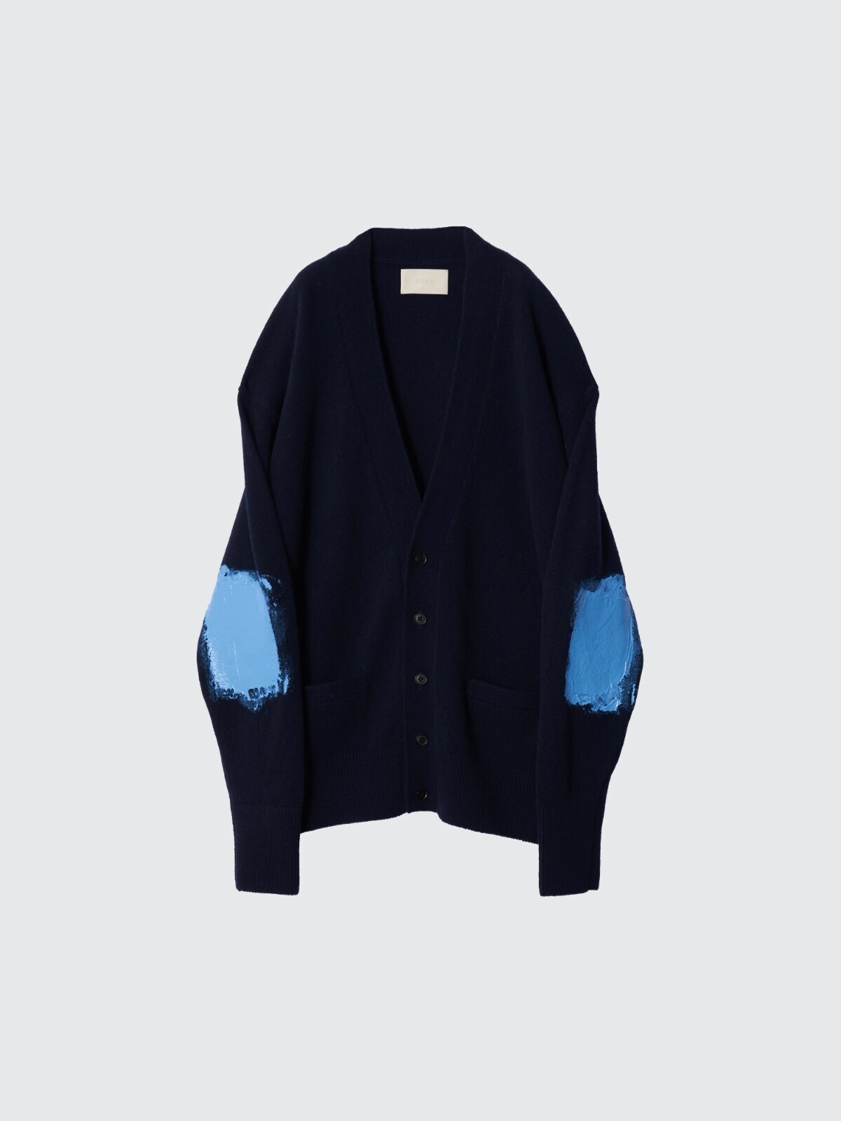 YOKE MENS PAINTED ELBOW PATCH CARDIGAN IMAGE12