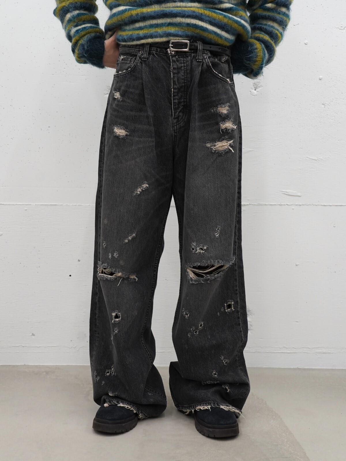 DAIRIKU MENS Super Damage Wide Denim Pants IMAGE18