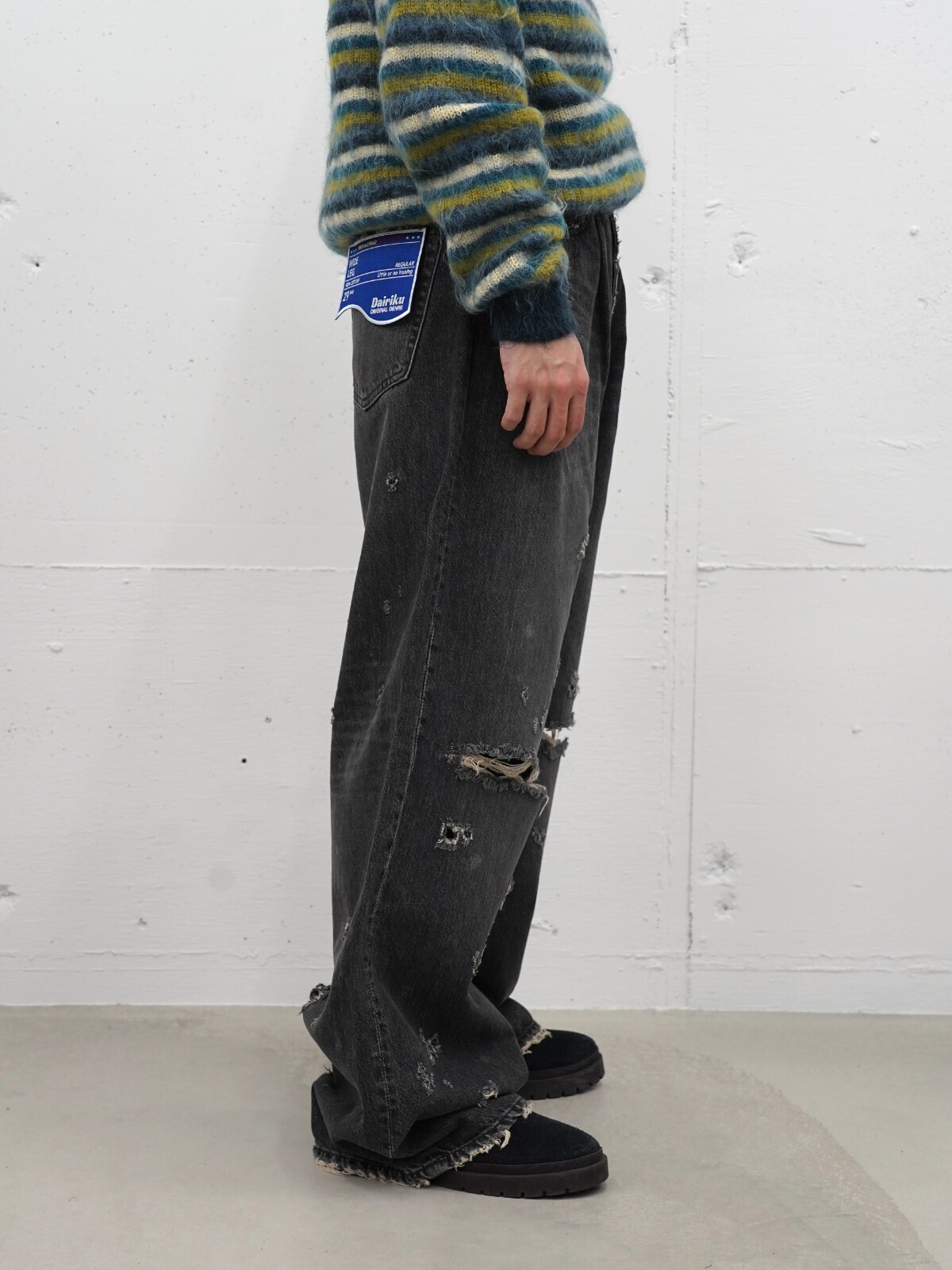 DAIRIKU MENS Super Damage Wide Denim Pants IMAGE19