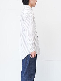 FUJI WOMENS & MENS CLASSIC COLLAR STRIPE SHIRT (24AW) IMAGE2