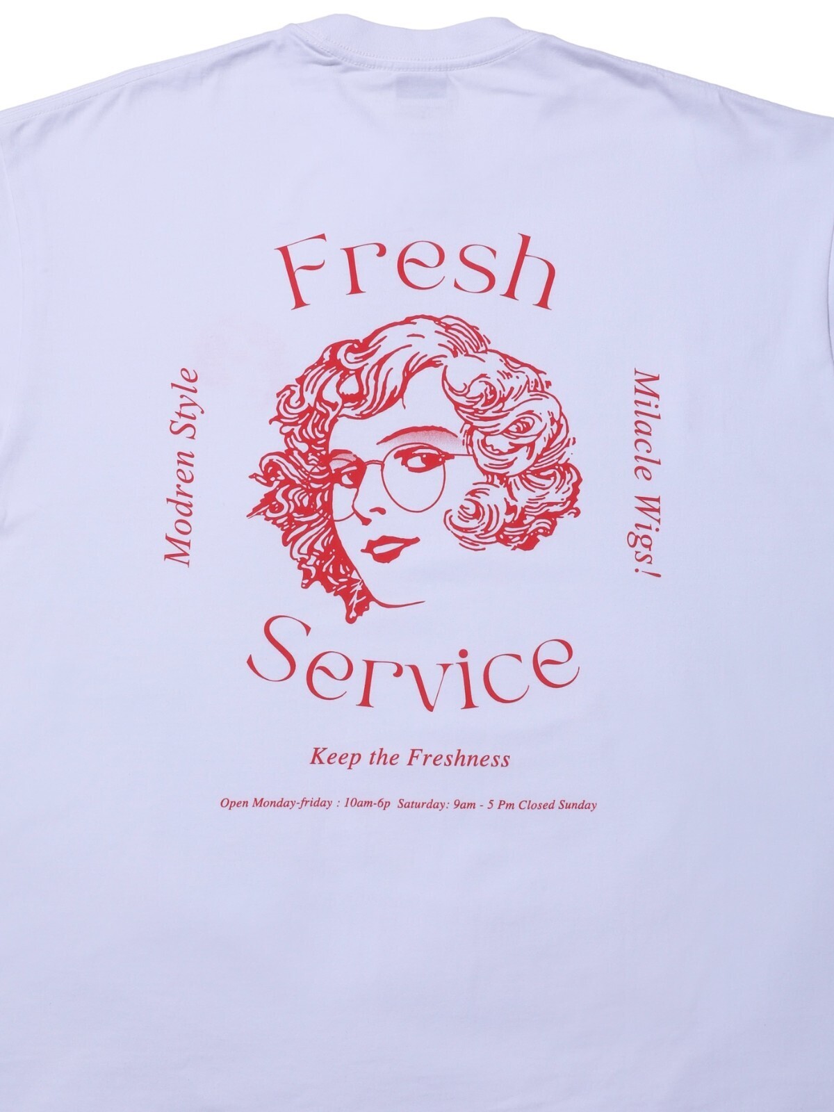 FreshService WOMENS & MENS CORPORATE PRINTED S/S TEE ”Miracle Wigs” IMAGE2