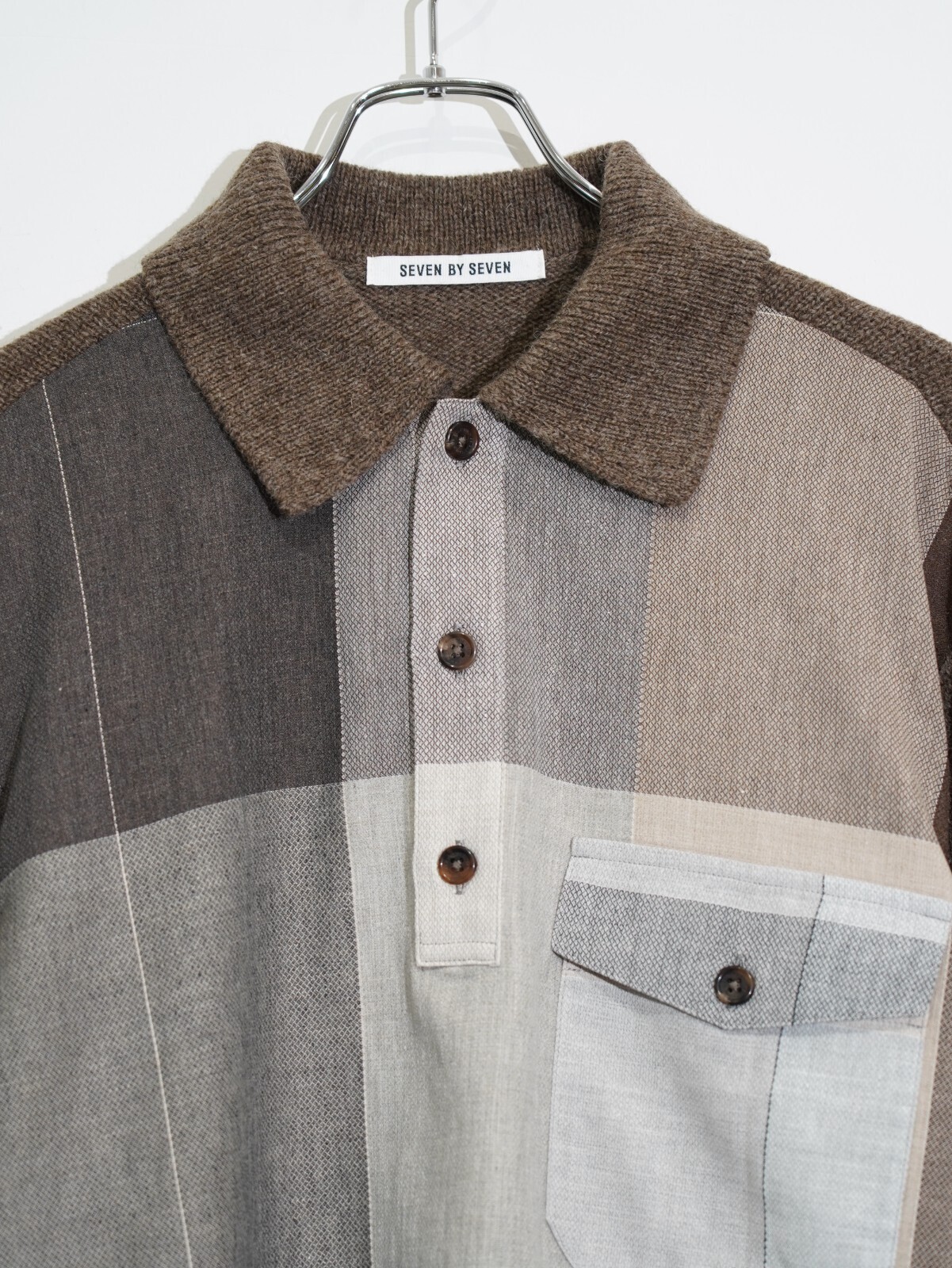 SEVEN BY SEVEN 男士 REWORK PULLOVER KNIT SHIRTS ‐Strike off fabrics‐ 图片9