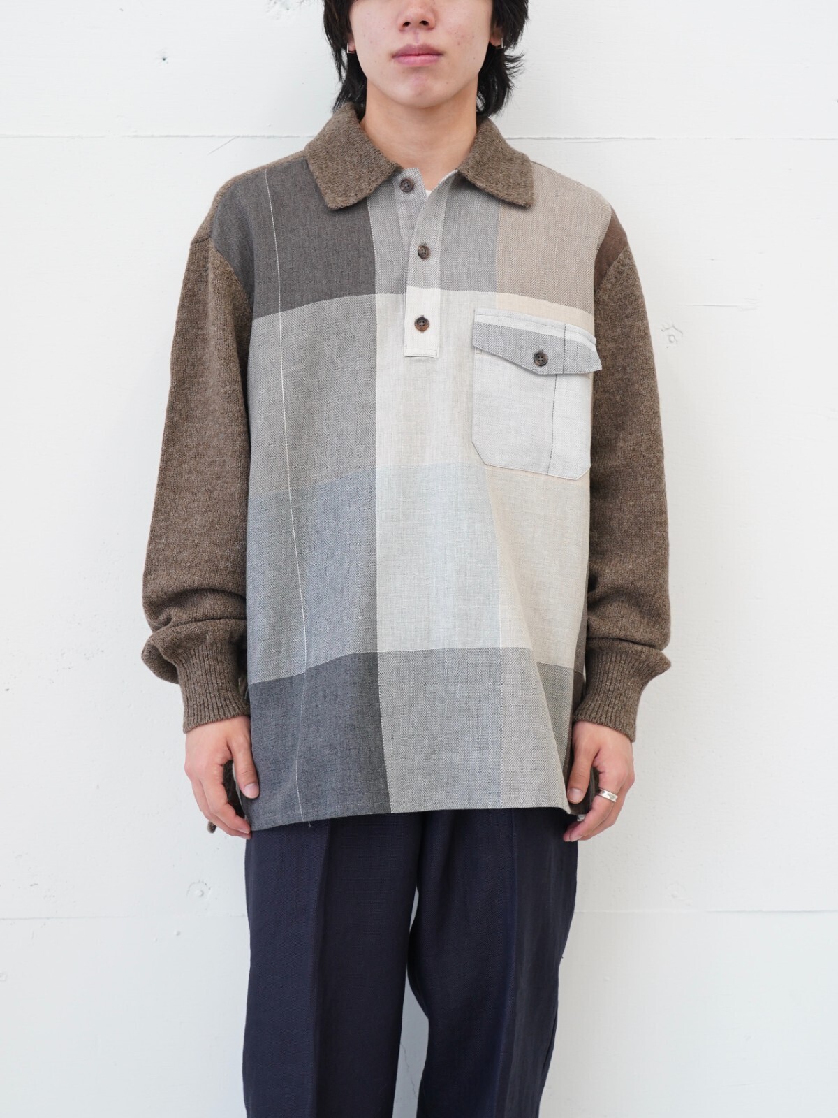 SEVEN BY SEVEN 男裝 REWORK PULLOVER KNIT SHIRTS ‐Strike off fabrics‐ 圖片1
