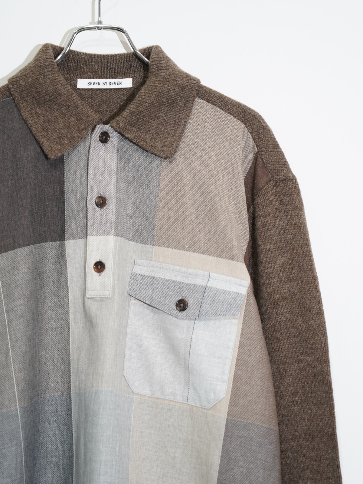 SEVEN BY SEVEN 男士 REWORK PULLOVER KNIT SHIRTS ‐Strike off fabrics‐ 图片8