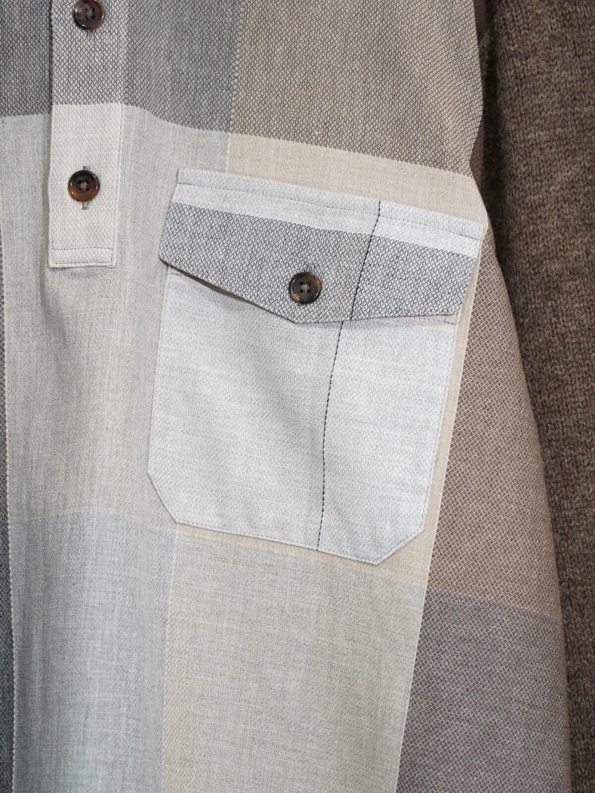 SEVEN BY SEVEN 男士 REWORK PULLOVER KNIT SHIRTS ‐Strike off fabrics‐ 图片10